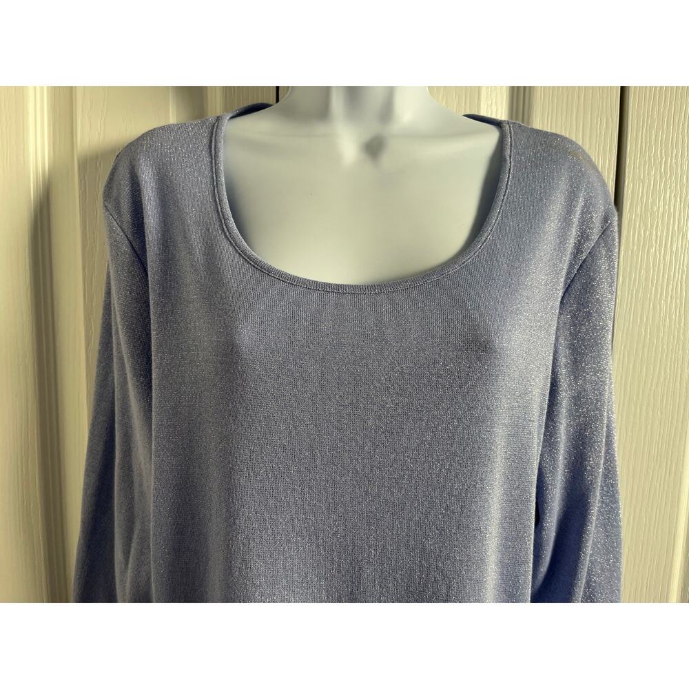 Chico’s Shimmering Blue Long Sleeve Top Women’s Size 2 NWT - Picture 10 of 11